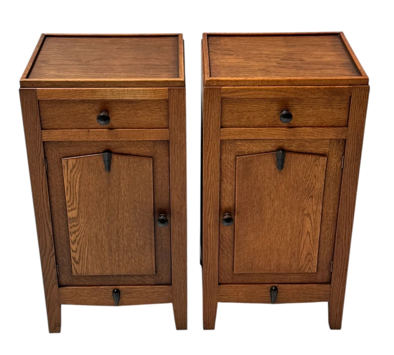 Two Art Deco Amsterdamse School Nightstands or Bedside Tables, 1920s